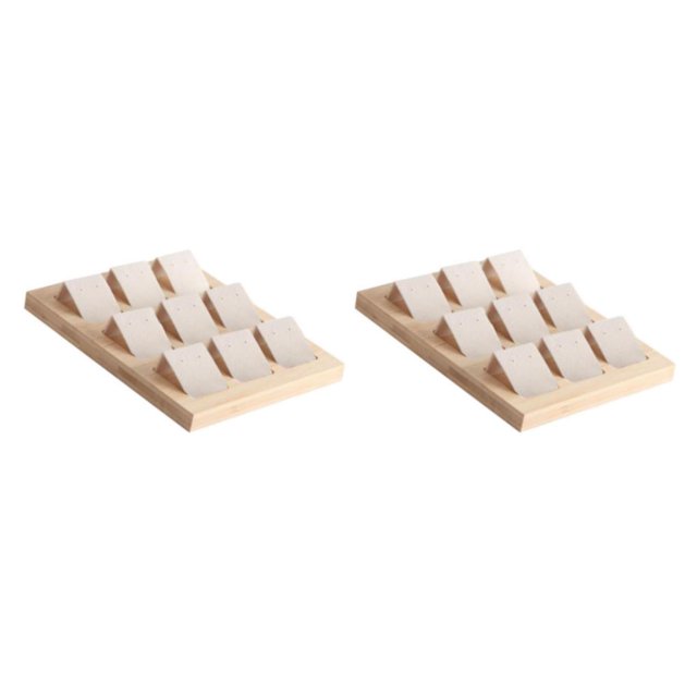 Maytalsory Rustic Wood Earring Card Holder with Tray for Jewelry Display Showcasing Collection 9 Pair Cream 2Set