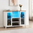 thumbnail image 3 of Farmhouse Coffee Bar Buffet Cabinet with Led Light, Wine Bar Cabinet with Storage, 3 of 7