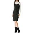 thumbnail image 3 of MODA NOVA Juniors Button Decor Bow Tie Waist Suspender Overall Jumper Dress, 3 of 7