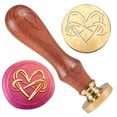 thumbnail image 2 of 1pc Heart Wax Seal Stamp 3D Embossed Stamp Sealing Vintage Elegant Removable 1" Brass Seal Wood Handle, 2 of 9
