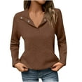 thumbnail image 1 of aidice Chandails en Molleton pour Femmes Col à Revers Bouton Manches Longues Texture Automne Chandail avec Poches Kangourou, 1 of 9