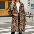 thumbnail image 2 of Atogsazn Women's Faux Fuzzy Long Jackets Winter Warm Leopard Coats Oversized Open Front Cardigan Loose Long Sleeve Outerwear Brown S on Clearance, 2 of 9