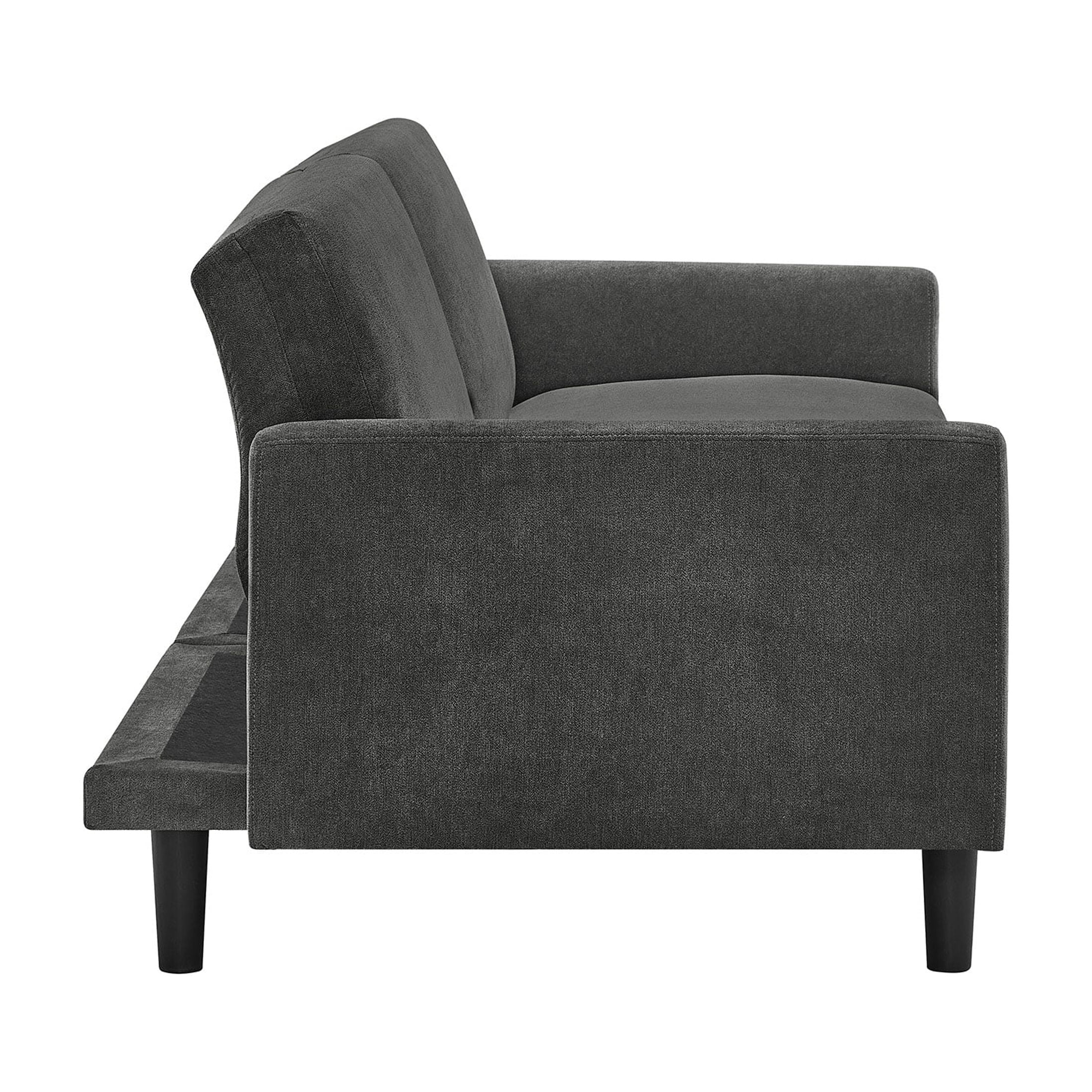 Mainstays Storage Futon with Underseat Storage, Charcoal Fabric