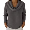 thumbnail image 2 of Harpily Long Sleeve Shirts for Women Cowl Neck Waffle Textured Loose Fit for Women Casual Street Wear Daily Outfits, 2 of 4