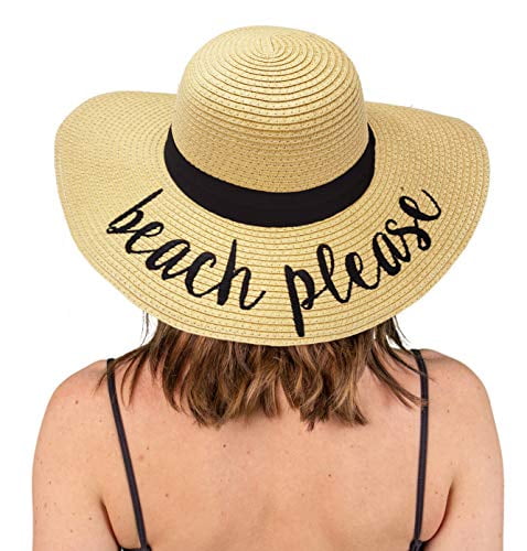 Embroidered Sun Hat: Beach Please 