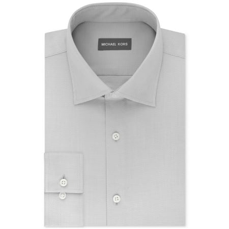 Michael Kors Men's Regular Fit Airsoft Non Iron Performance Dress Shirt Gray Size 32X33