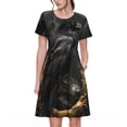 thumbnail image 1 of Balery Gothic Raven Portrait Vestidos sueltos de manga corta para mujer, vestidos de verano 2025, vestidos casuales de corte A con vuelo., 1 of 6