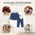 thumbnail image 7 of KLL Vintage Blue Polka-dot Print Women's Long Sleeve Pajamas with Pants Sleepwear Loungewear 2 Set-XX-Large, 7 of 7
