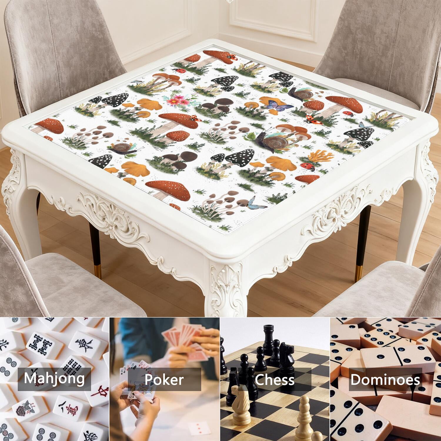 31.5 Inch Botanical Mahjong Playing Mat Crafted from Premium Rubber Material with Anti-Slip Non-Skid Surface and Noise Dampening Features for Games