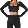 thumbnail image 2 of Top de yoga para mujer Ticfox Manga larga Fitness Sujetador de yoga 78% nailon 22% poliuretano, 2 of 7