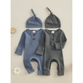 Aialyic Newborn Boy Ribbed Outfit Solid Long Sleeve Full Length