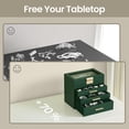 thumbnail image 5 of LEDREM Jewelry Box Organizer, 4-Layer Stackable Storage with 3 Drawers & Glass Lid, Modern Vanity Display Case for Earrings Necklaces Rings, Forest Green and Gold, 5 of 7