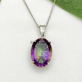 thumbnail image 2 of Pure 925 Sterling Silver Necklace For Women, Genuine Prong Mystic Topaz Faceted Oval Gemstone Amazing Handcrafted Necklace For Her, 2 of 5