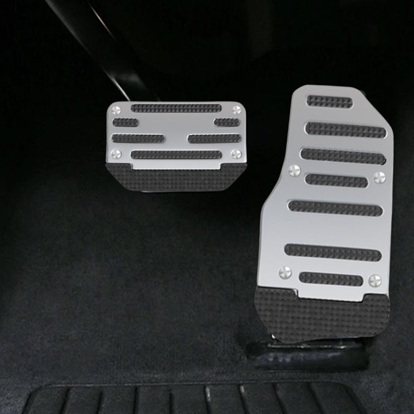 Colaxi 2 Pieces Universal Brake Pedal Covers Set Professional Fits Most Car Automotive Easily Install Vehicle Car Pedal Pads Nonslip Silvery