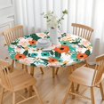thumbnail image 2 of Floral Round Tablecloth with Elastic Edge, Fitted Water-Resistant Polyester Table Cover for Kitchen or Patio Use, Fits 44-52 Inch Tables, 2 of 5