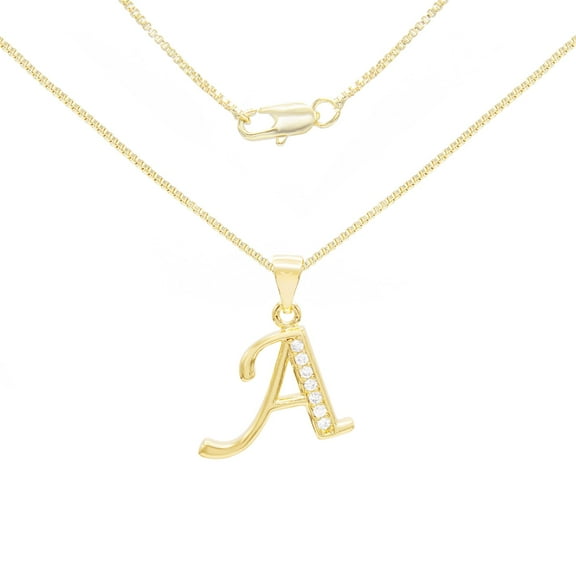 BEBERLINI Women Initial Letter A Pendant Necklace 14K Gold Filled Box Chain Jewelry 18"