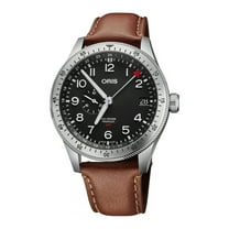 Oris Big Crown ProPilot Timer GMT Black Dial Brown Leather Strap Men's Watch 01 748 7756 4064-07 5 22 07LC