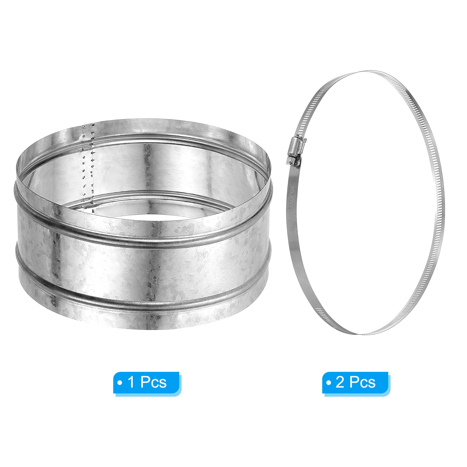 Uxcell 8.6" Duct Connector, 1 Set Galvanized Iron Duct Coupling Vent Coupler Dryer Pipe Coupling Hose Extension Connector with Duct Clamps for HVAC Exhaust Fan Vent Systems, 4" Long