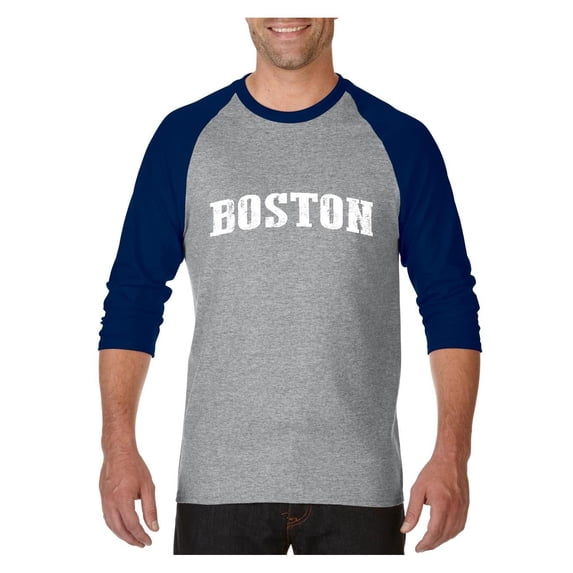 MmF - Mens Raglan Sleeve Baseball T-Shirts, up to Size 3XL - Boston