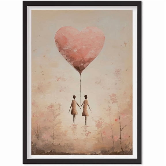 Watercolor Heart Valentine'S Day Print: Romantic Couple Art Home Decor Poster, Matte Canvas Stretched, Posters for Room Bedroom Living Room Bathroom Wall Decor, Posters & Art Prints, Gift.