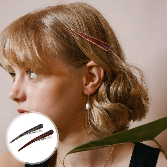 Raindrops 2Pcs Duckbill Hair Clips Acrylic For Strong Tension Styling Sectioning In Brown Coffee Gray