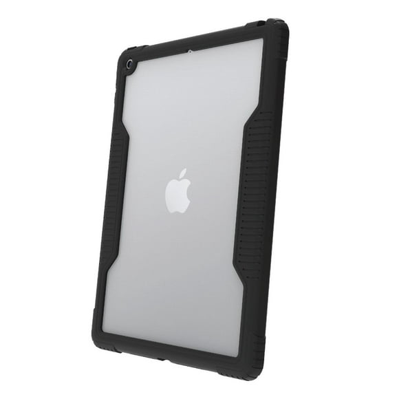 onn. Slim Rugged Tablet Case for iPad 10.2 in. (7th, 8th, 9th Gen) - Black/Clear, 6 ft. Drop Protection