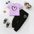 thumbnail image 2 of AHTJRT Fall Spring Outits for Kids Love Heart Pattern Printed Shirt Pants Set 2 Piece Fashion Valentine's Day Outfits Purple 7-8 Years, 2 of 5