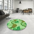thumbnail image 4 of Ahgly Company Machine Washable Indoor Round Transitional Dark Lime Green Area Rugs, 5' Round, 4 of 7