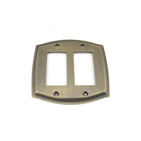 - Baldwin 4787050 Double Rocker Colonial Switch Plate Antique Brass Finish