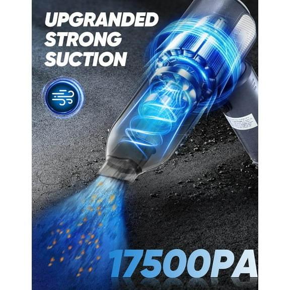 Sakerplus Mini Vacuum Cleaner, Cordless Car Vacuum with 17500PA High Suction, 3-in-1 Handheld Vacuum for Cars, Desktop, Home