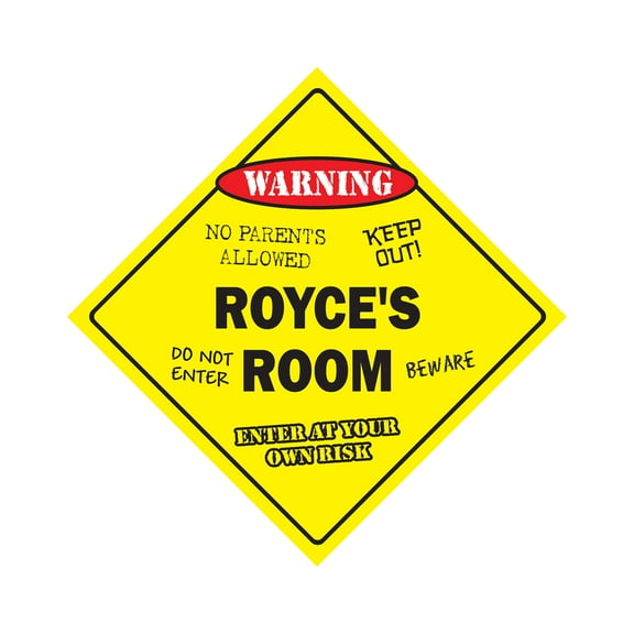 Royce's Room Sign Crossing Zone Xing | Indoor/Outdoor | 17" Tall kids bedroom decor door children's name boy girl