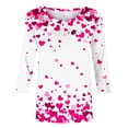 thumbnail image 4 of Penkiiy T-Shirt de la Saint-Valentin pour Femmes Manches 3/4 Col Rond Mignon Cœurs Graphiques T-Shirts Mode Décontractée Blouse L Multicolore, 4 of 5