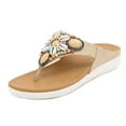 thumbnail image 5 of Women's Beach Sandals Beaded Shell Flip Flops for Women with Arch Support Summer Casual Bohemian Wedge Ethnic Style Slippers, 5 of 7