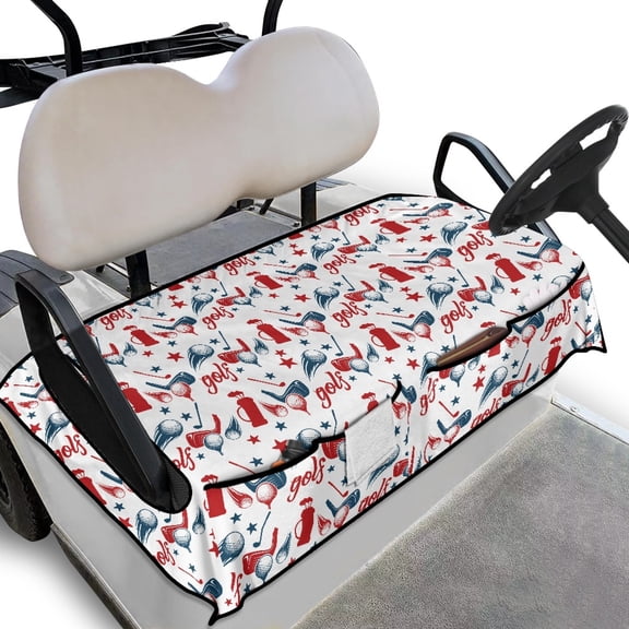 Whosucclay Golf Equipment Pattern Golf Cart Seat Blanket, Soft Golf Cart Seat Cover 4 Storage Pockets Golf Cart Seat Protector for Most 2 Seats