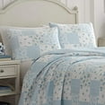 thumbnail image 2 of Laura Ashley Home | Kenna Collection | Luxury Premium Ultra Soft Quilt Coverlet, Comfortable 3 Piece Bedding Set, All Season Stylish Bedspread, Full/Queen, Cornflower, 2 of 7