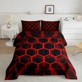 thumbnail image 1 of Erosebridal Red Honeycomb Bedding Queen Comforter Set, Neon Geometry Down Comforter, Abstract Room Decor, Reversible 3pcs, 1 of 8
