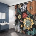 thumbnail image 2 of Boho Floral Shower Curtain Flowers Black Vintage Mid Century Abstract Botanical Colorful Waterproof Fabric 72x72 Inch,Modern Abstract Colorful Bathroom Decor, 2 of 6