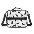 thumbnail image 2 of Black Cat White Pattern Insulated Lunch Bag with Shoulder Strap and Bottle Holder,Bento School Lunch Bag Box,11x9.5x3.5 Inches, 2 of 5