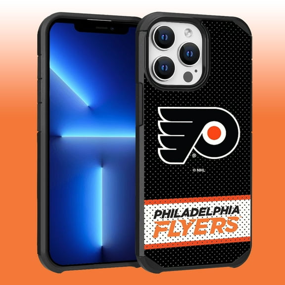 Apple iPhone 13 Pro Max - NHL Licensed Philadelphia Flyers Team Logo on Jersey Textured Dual Layer Case