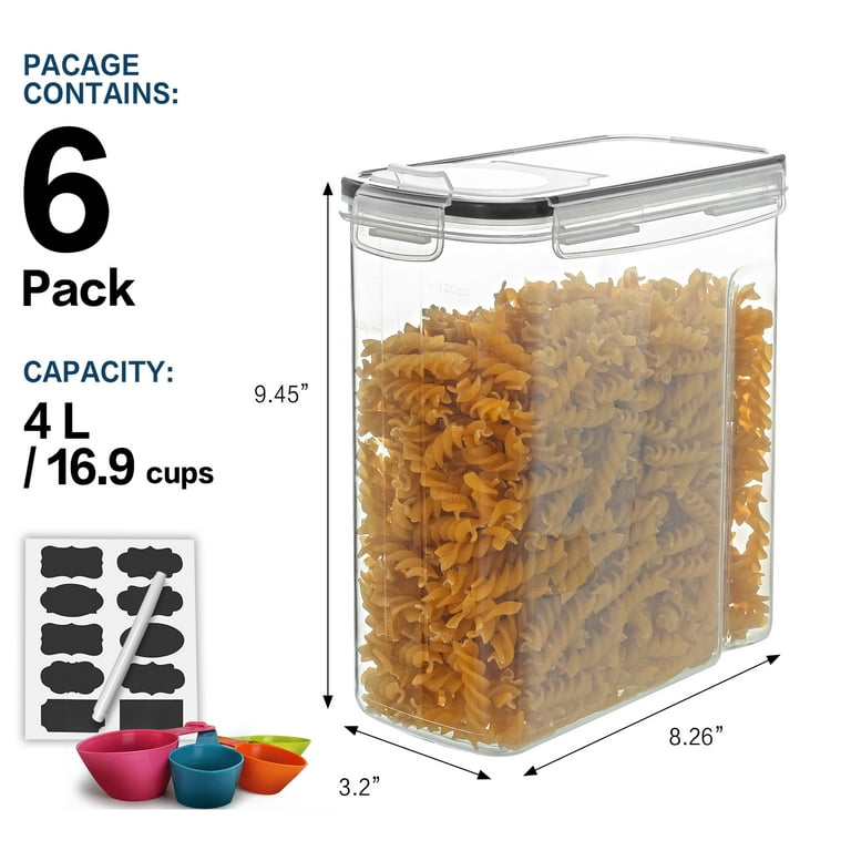Kitchen Solutions: 6 Piece Food Container Set with Airtight Seal, fresh  storages solutions kitchen cupoboards organisation dried foods pasta rice  cereal containers six kit, air tight lids silicone white freshness seals,  10784815