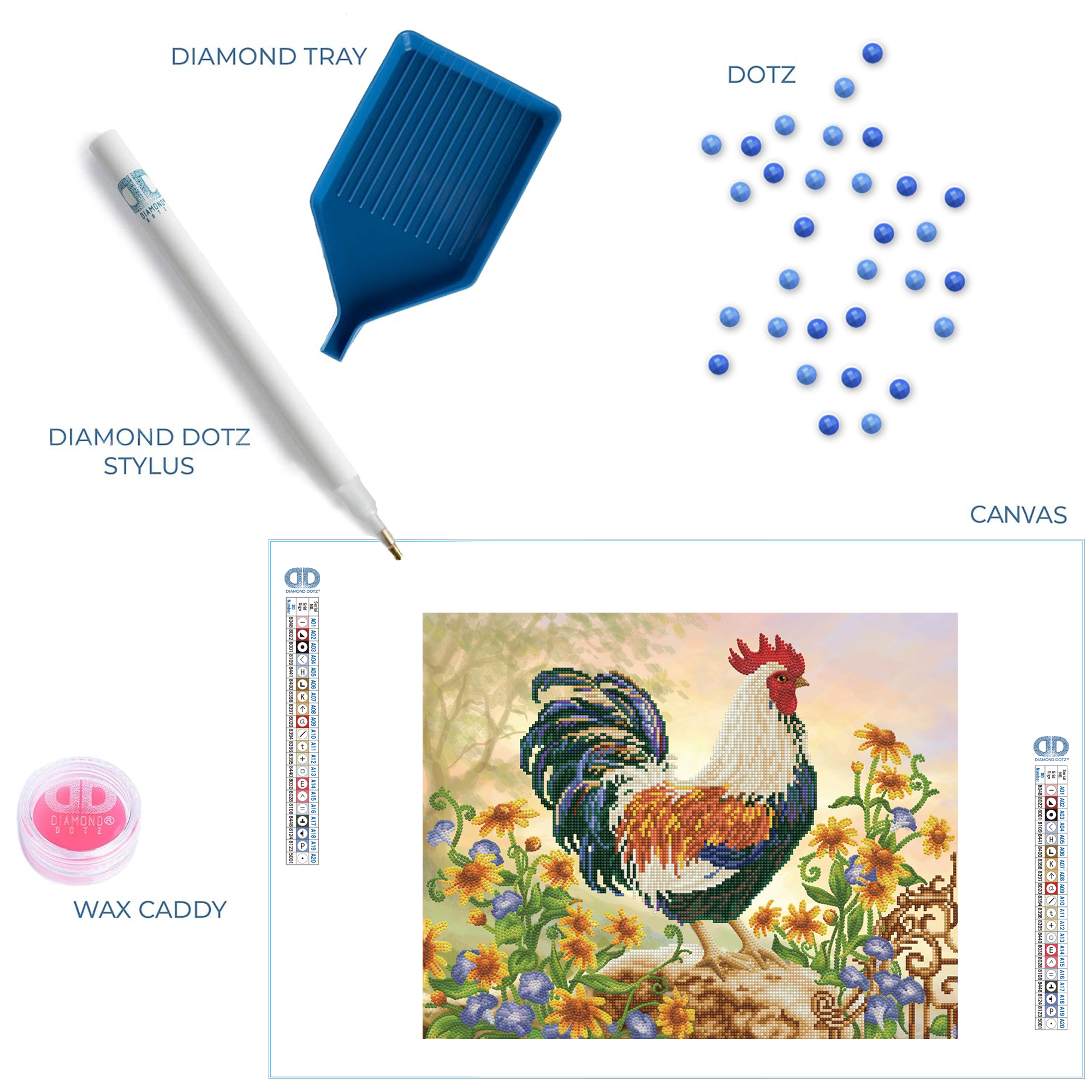 Diamond Dotz Country Charm Rooster Diamond Painting Kits for Adults - Diamond Art Kits a Relaxing Creative Craft Kit with Dotz Gems 16.1"x20.1"