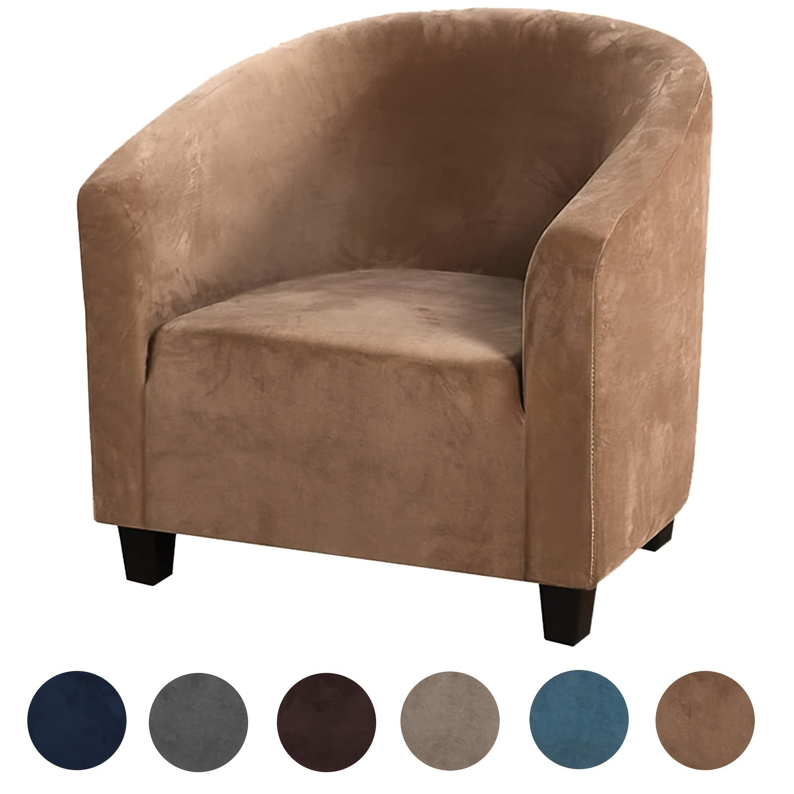 AIGIA Velvet Tub Chair Covers for Armchairs Club Chair Slipcover Wing Back Covers High Stretch Sofa Covers for Living Room