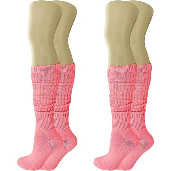 Neon Pink Cotton Slouch Socks Shoe Size 5 to 10