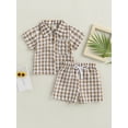 thumbnail image 2 of Bagilaanoe 2pcs Toddler Baby Boy Short Pants Set Plaid Short Sleeve Shirts Tops + Shorts 6M 12M 18M 24M 3T 4T Kids Casual Summer Outfits, 2 of 8