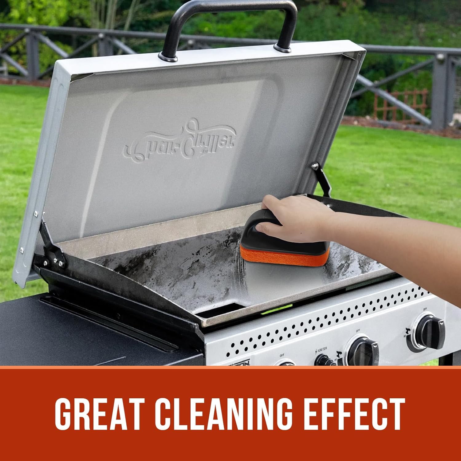 Griddle Cleaning Kit for Blackstone, Flat Top Grill Cleaning Kit Non-Scratch Scouring Pads - Scrubber Pads and Handle