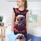 thumbnail image 4 of Fotbe Cute Flower Owl Vestido de Dormir para Niñas de 3 a 10 Años, Mangas Cortas, Estilo Princesa, Pijama Camisón con Mangas Voladas-Small, 4 of 6