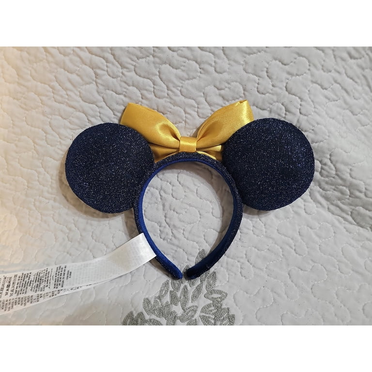 Disney Parks 50th Anniversary Jeweled Minnie Mouse ears Navy Blue With Gold Bow s-l400.jpg main image 3