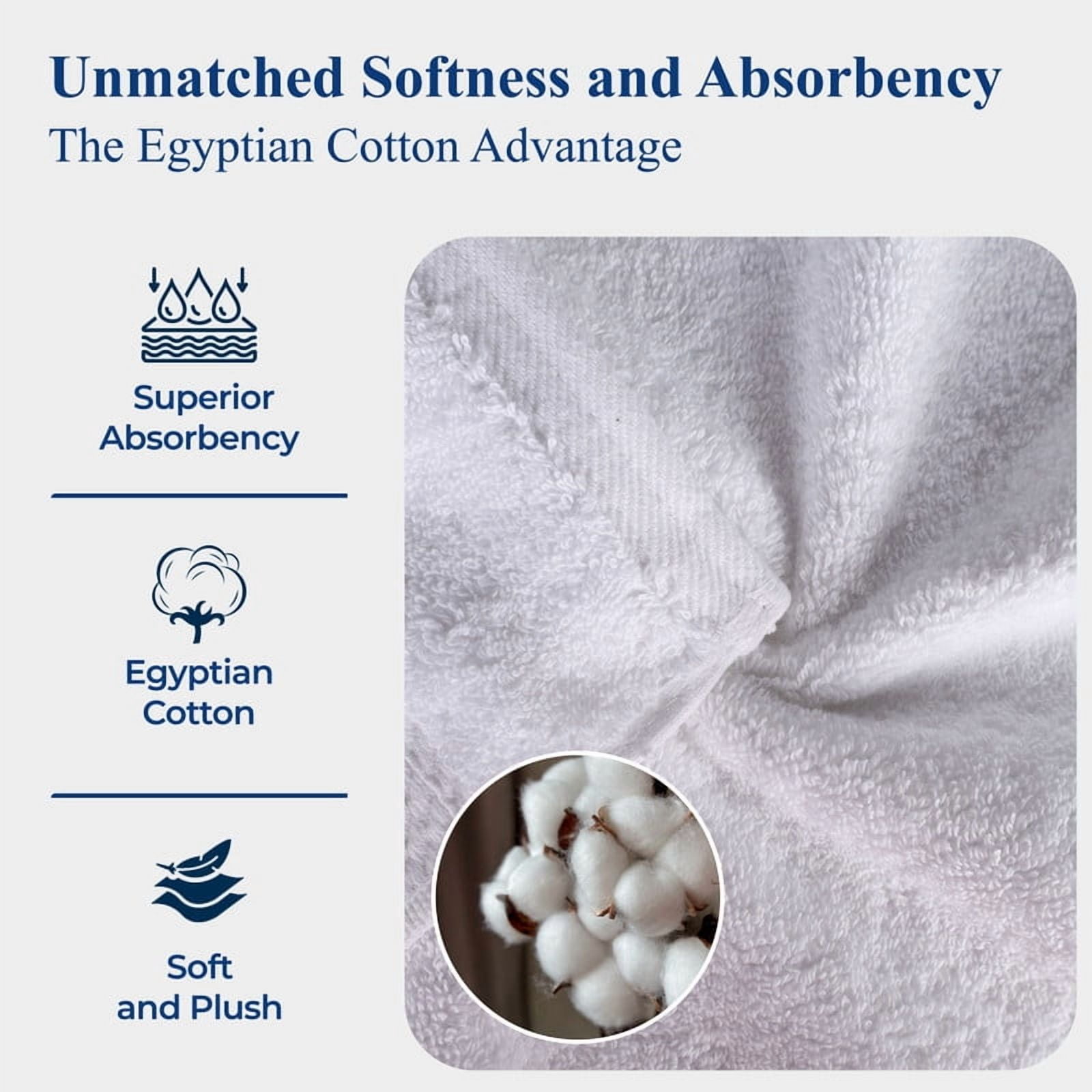Superior 800 GSM Egyptian Cotton 4-Piece Hand Towel Set, Soft Ultra Absorbent Towels, Black