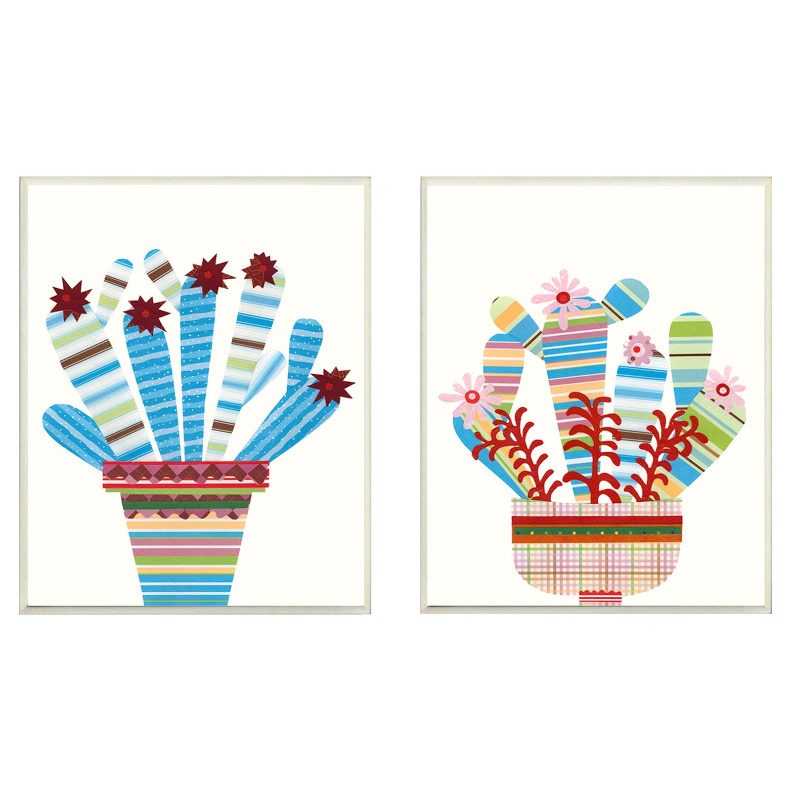 The Stupell Home Decor Collection Cheerful Succulents Colorful Patterns Canvas Wall Art - 2 Piece Set