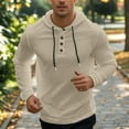 thumbnail image 1 of Handshe Men's Stylish Leisure Solid - Color Button Drawstring Hooded Long - Sleeve Loose Coat, 1 of 6